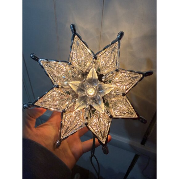 VTG Clear Plastic Star Christmas Tree Topper Lighted Ornament 7" PlugIn Holiday - Picture 5 of 5
